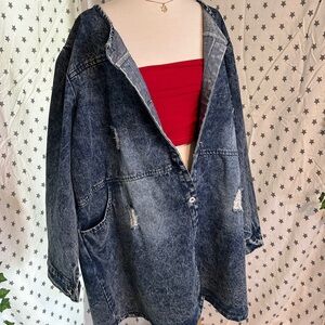 VINTAGE 80’s DARK DENIM ACID WASH JACKET PLUS SIZE ACID WASH DRESS